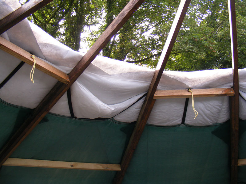douvets as insulation in the yurt roof