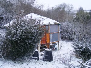 my homemade Yurt in the snow